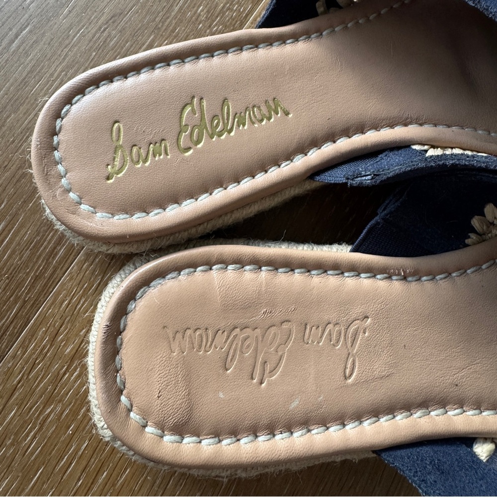 Sam Edelman “Austin” Navy Blue Suede Espadrille Mules Slides Shoes 7.5 - Picture 7 of 8